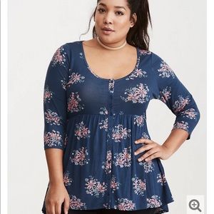 Torrid floral print button up babydoll
